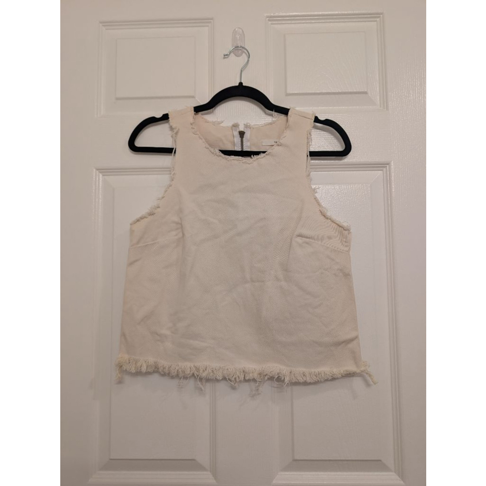 Revolve x TULAROSA Beige Frayed Hem Tank Top S Swing Top